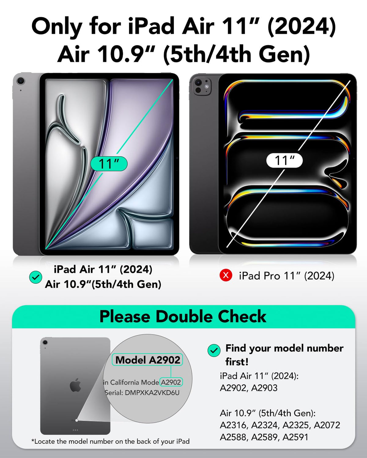 ESR Case for iPad Air 11 inch M2, iPad Air 6/5/4 (2024/2022/2020), Detachable Magnetic Cover, Portrait/Landscape Stand with Elevated Screen View, 9 Stand Angles, Shift Series, Titanium Metal