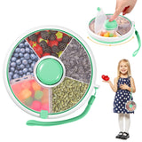 Vefacion Snack Spinner Kids Snack Box with Compartments Round Reusable Snack Organizer Snacks Melon Candy Seeds Fruit Organizer