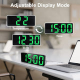 Lafocuse LED Digital Alarm Clock with Large Numbers, Temperature Display and Date, Digital Type-C/Battery Operated Table Clock with Snooze, Brightness Adjustable, 12/24HR for Bedside Table, Bedroom, Office, Green