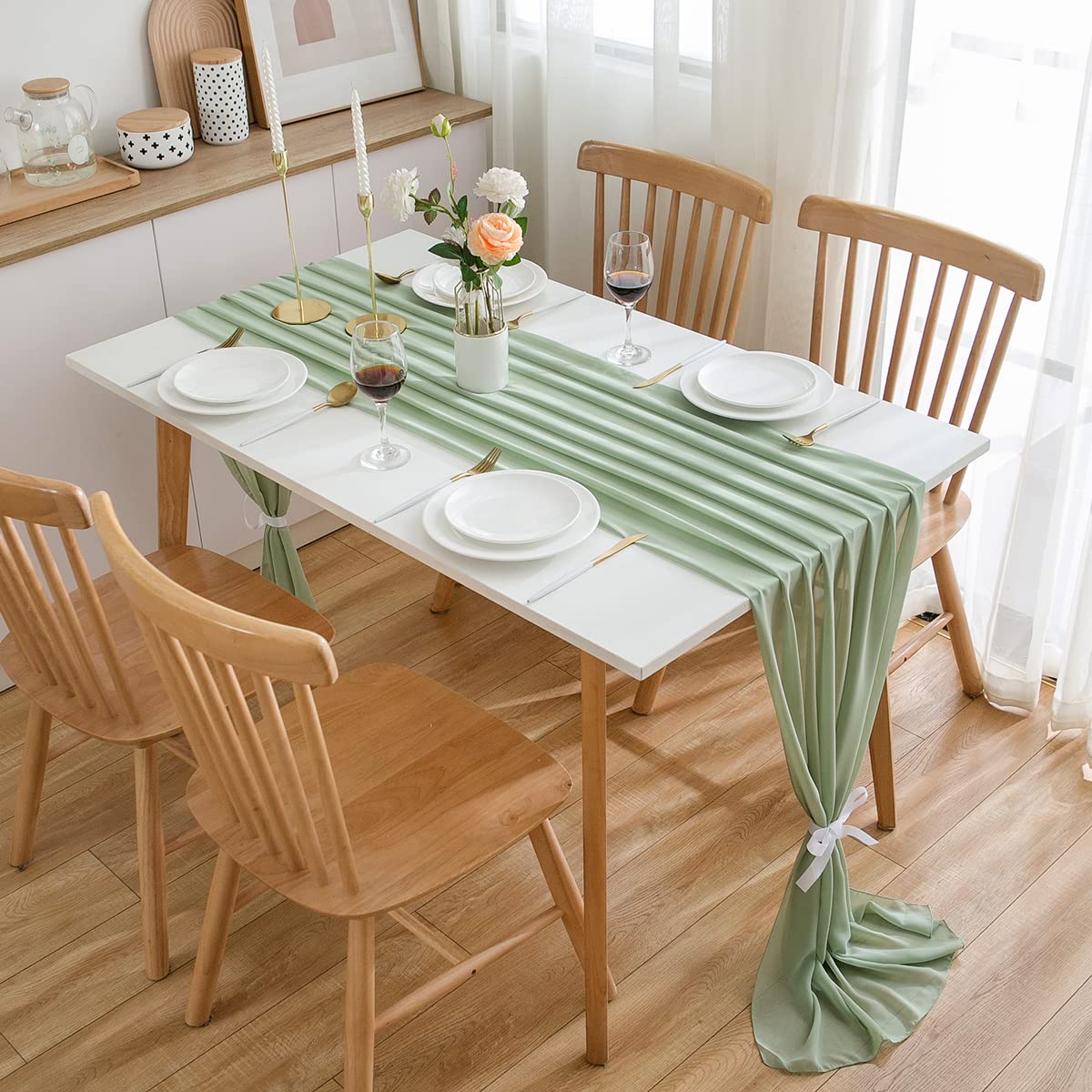 Chiffon Table Runner Wedding Fabric Decorative 70x420 cm – Green