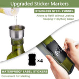 Oil & Vinegar Bottle Set 2×500ml Glass with Pourers Anti-Drip – Green