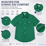 Boys' School Shirt Short-Sleeve Button Placket – Dark Green 12