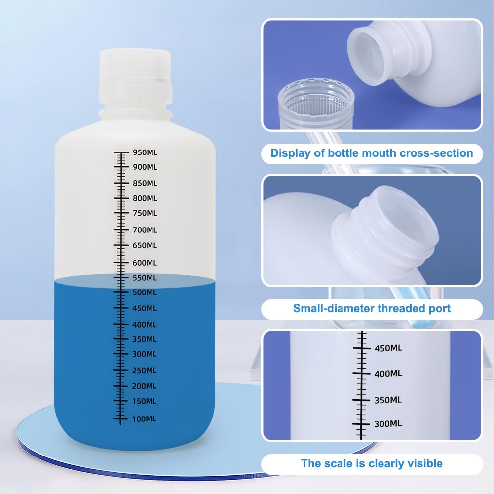 Graduated PE Reagent Bottles Lab Liquid Storage 2-Pack – 1000ml