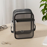 MoKo Transparent Crossbody Shoulder Bag Station Approved Tote with Detachable Strap – Black