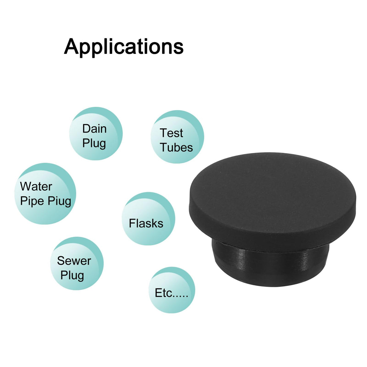Dopuri flexibile din silicon 21mm pentru orificii de 20mm, set 10 bucăți – Negru