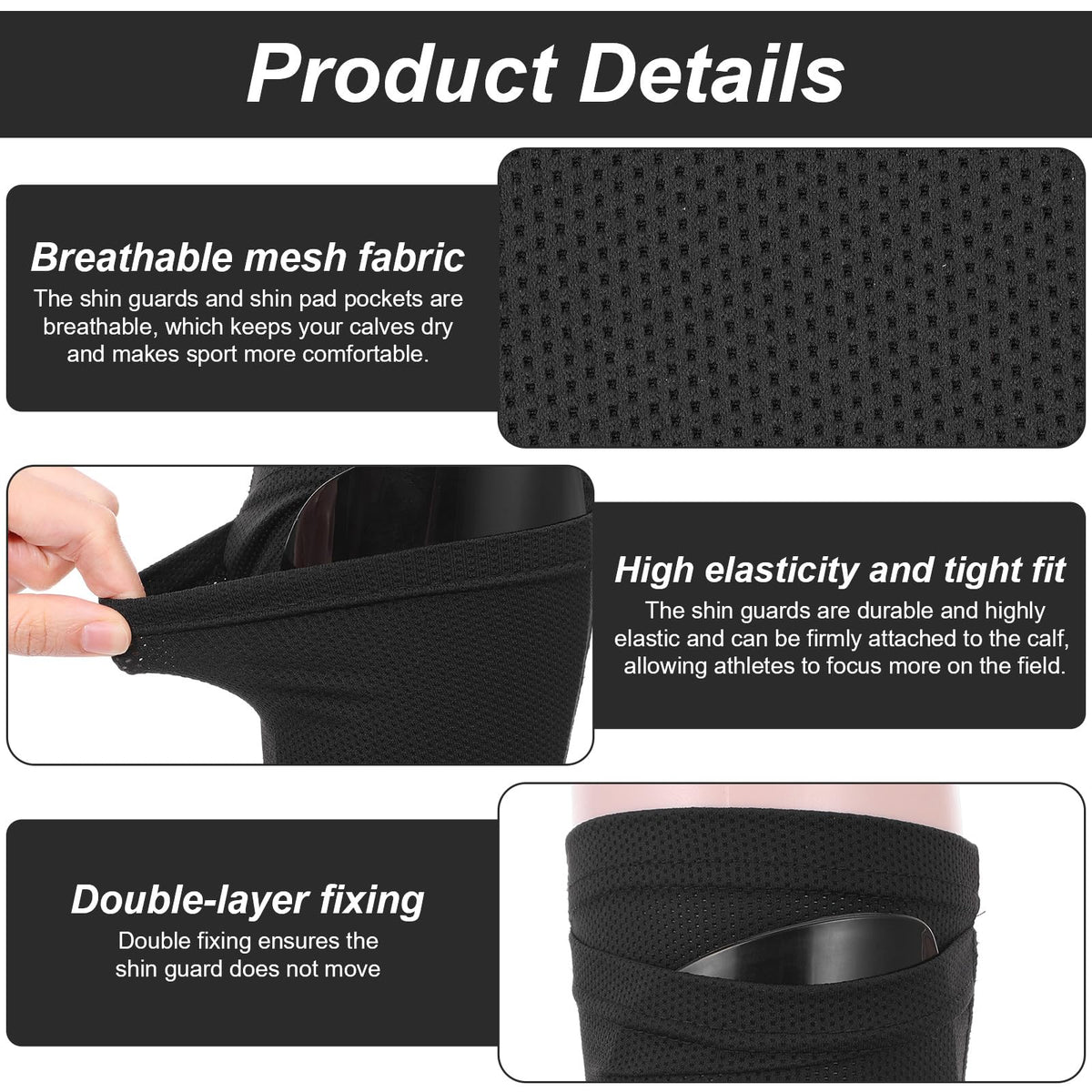 Football Shin Guard Socks 2 Pairs + Kids Shin Pads 1 Pair Anti-Slip – M