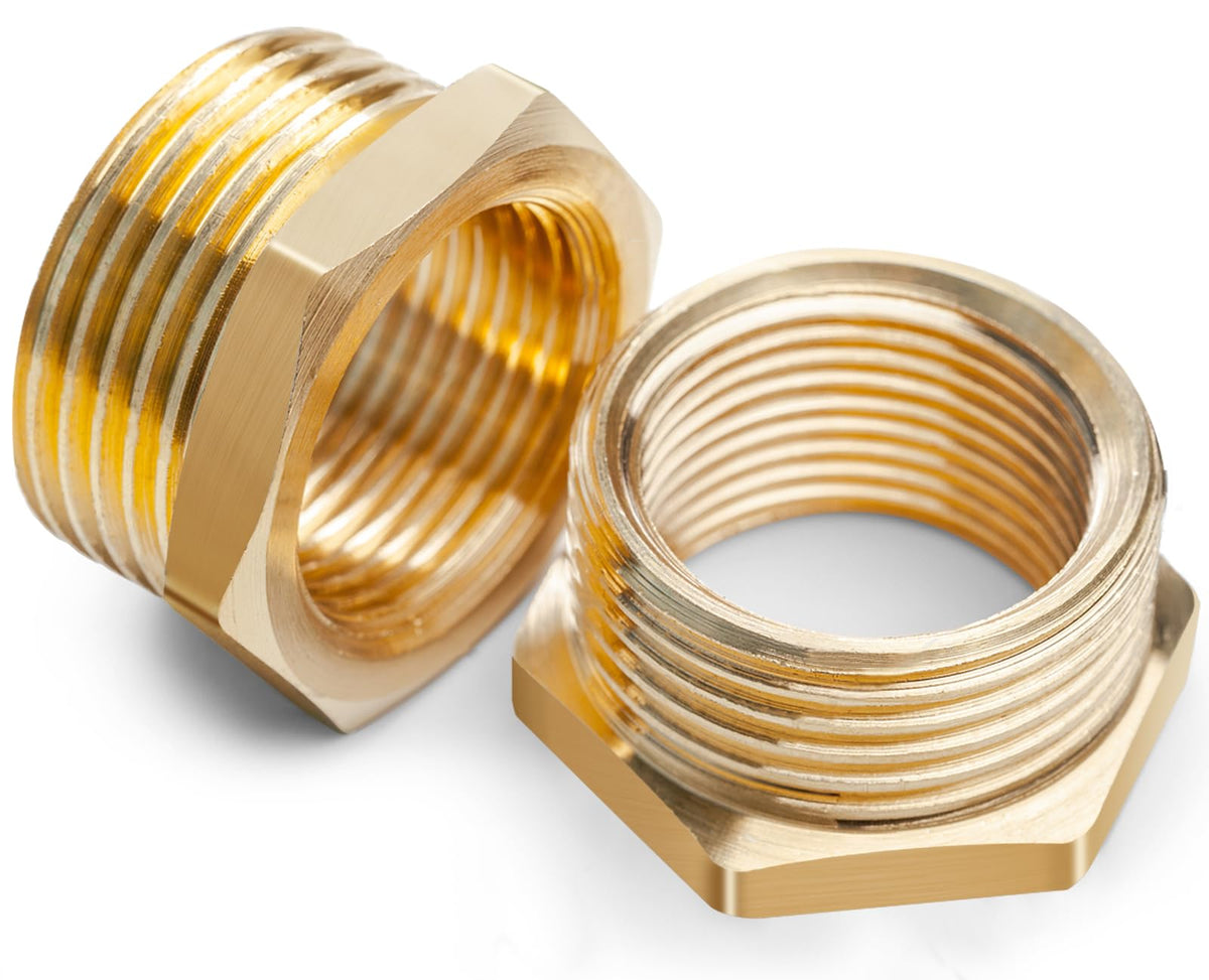 Brass Pipe Reducer Adapter Male 3/4" to Female 1/2" Thread 2pcs – 3/4in-1/2in