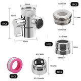 3-way faucet diverter valve, 3-way faucet diverter valve adapter diverter valve with adapter for M22 M24 G1/2 faucet
