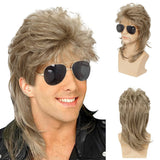 Mullet Wig Men's Curly Blond Retro Costume – Blond