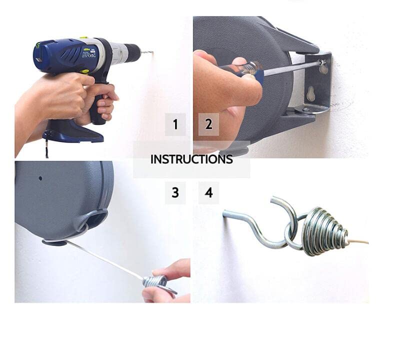 Retractable Clothesline 15m Automatic Indoor Outdoor – Grey