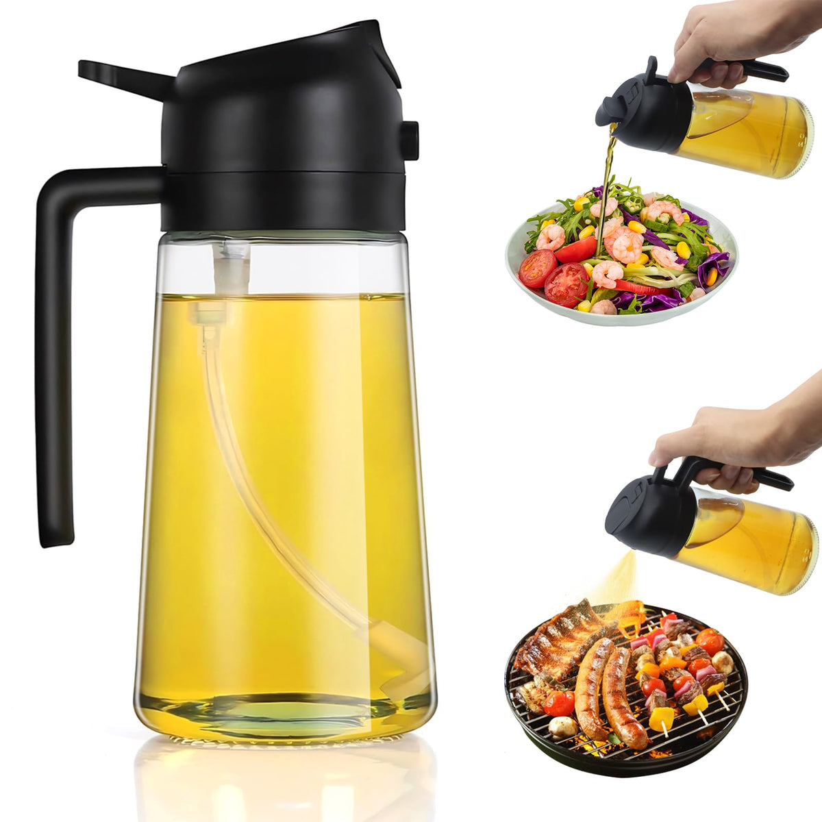 Pulverizator și dozator 2-în-1 pentru ulei de gătit și friteuză 470ml