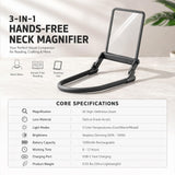 LED Gooseneck Magnifier 3x Rectangular Lens 40 LEDs Dimmable 3 Colours – Extra Large