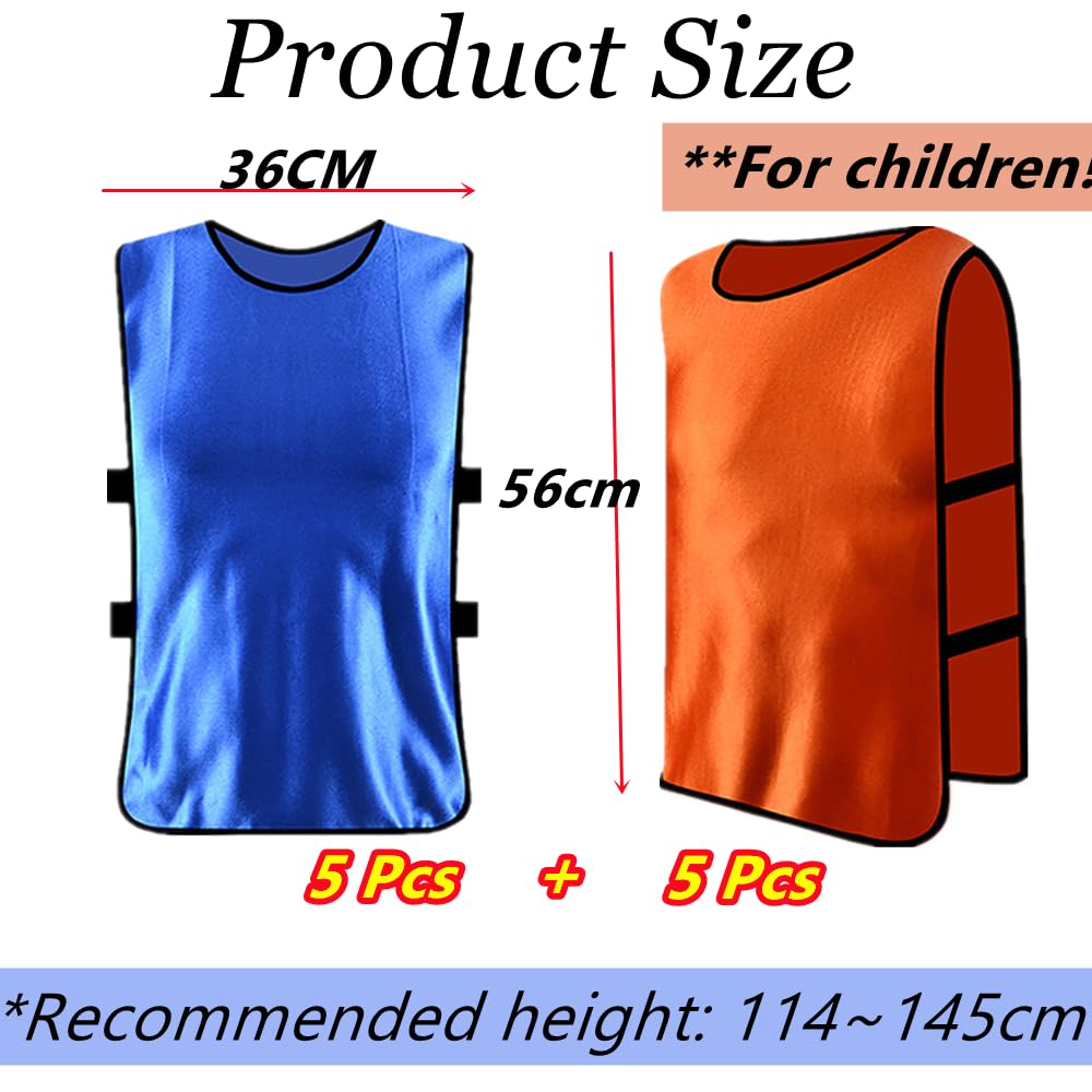 10-Piece Children's Football Training Vests Team Game Bibs – 5 Orange + 5 Blue