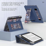 MoKo 6-inch E-reader & Tablet Case PU Leather Folio, Hand Strap & Stand – Night Blue