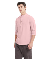 YAOBAOLE Linen Shirt Men Long Sleeve Business Shirt Men Shirt Cotton Linen Shirts Men Pink XL