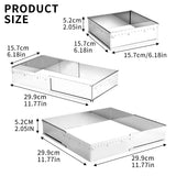Adjustable Baking Frame Stainless Steel Rectangular Cake Pan 15-28cm – Silver