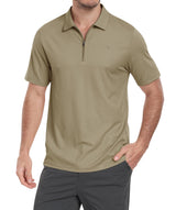 Tricou polo sport bărbați cu fermoar cu mânecă scurtă respirabil – Kaki EU 3XL