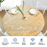 Round Elastic Tablecloth Weatherproof Outdoor Transparent with Elastic Band – Transparent 180 cm