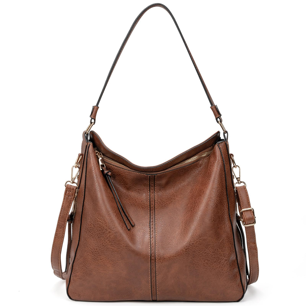 Women's Shopper Handbag Large Vegan Leather Top-Handle Crossbody with Detachable Strap – Black