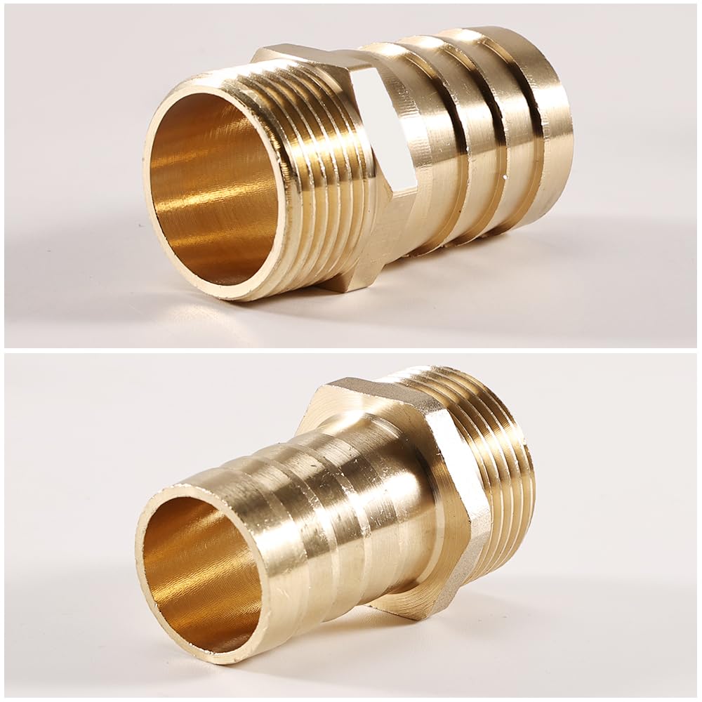 Ștuț adaptor furtun din alamă 1 inch filet exterior x 32 mm cu 2 coliere din alamă