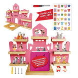 Raft decorativ din lemn formă de castel pentru figurine copii compatibil Toniebox – Natur