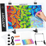 Placă luminoasă LED format A4 ARTDOT cu luminozitate reglabilă și suport pentru pictură cu diamante