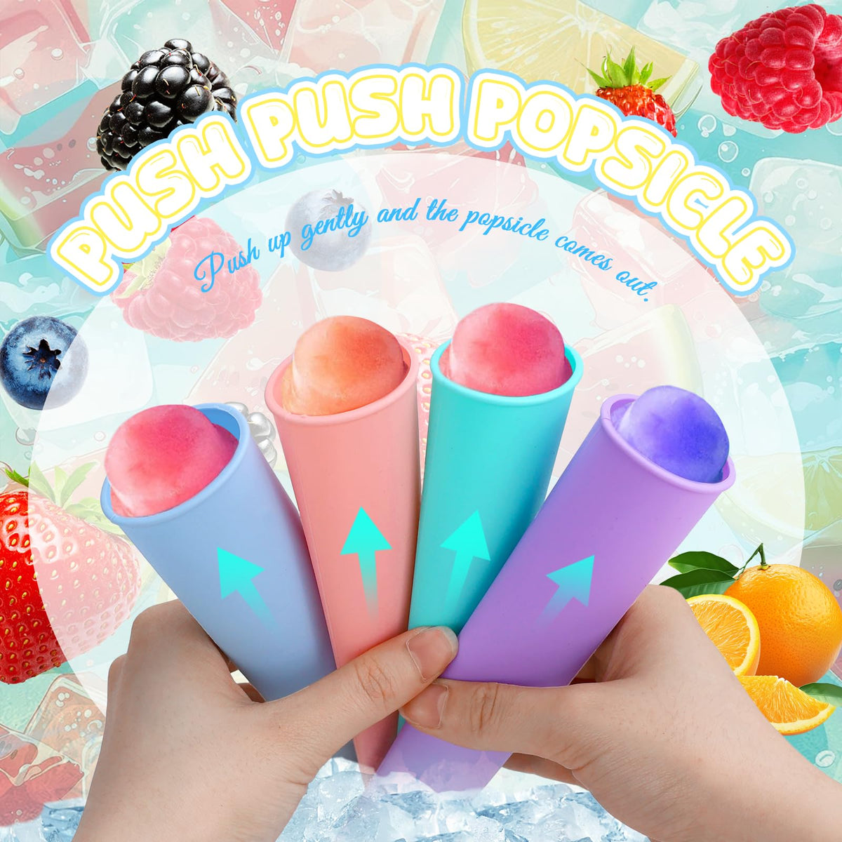 Silicone Ice Pop Moulds 8-Pack Reusable Popsicle Moulds with Sticks – Multi-colour