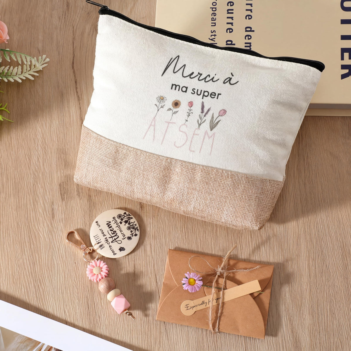 Cosmetic Bag Keychain Gift for Kindergarten Helpers Nanny Thank You