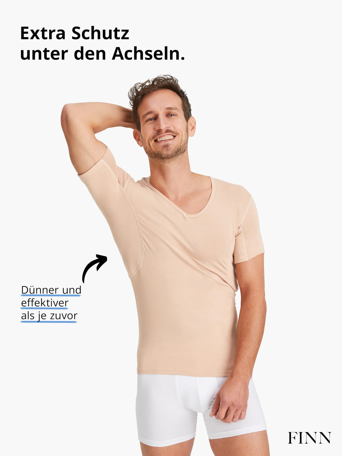 Tricou maiou de corp antibacterian antispirație pentru bărbați decolteu în V – Alb XXL