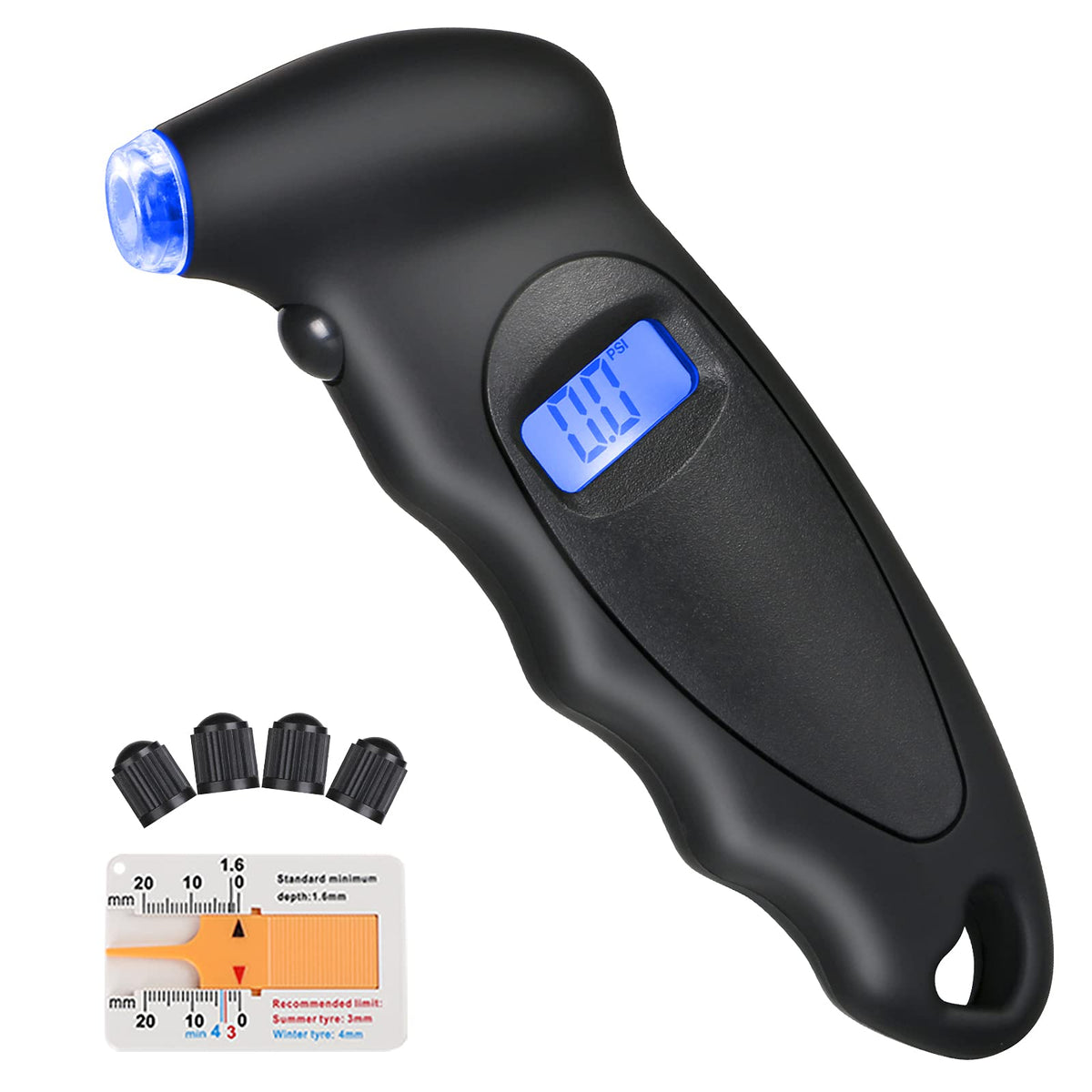 URAQT Digital Tire Pressure Gauge, Digital Tire Air Pressure Gauge Pressure Gauge with LCD Backlit Screen for Bicycle, Car, Motorcycle
