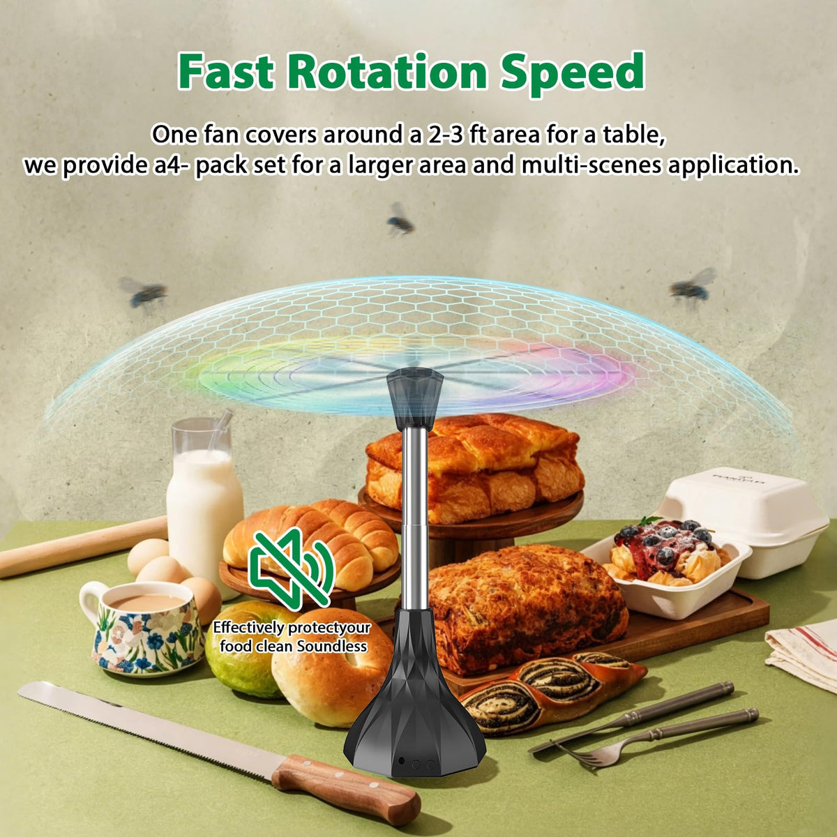 Tabletop Fly Repellent Fan Physical Insect Expulsion – 4 Pack