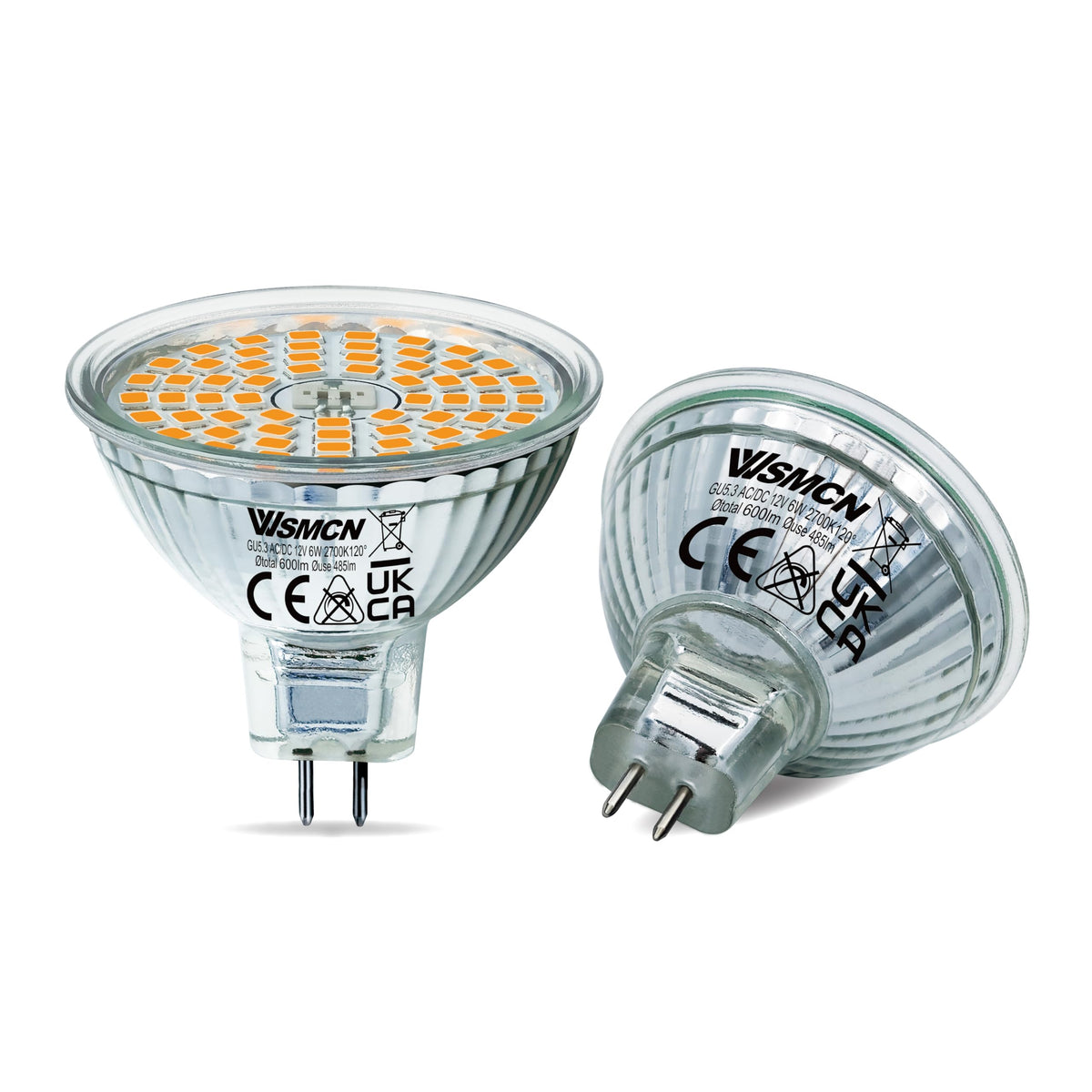 Becuri LED MR16 GU5.3 6W 12V 2700K lumină caldă unghi 120 grade, set 6 bucăți