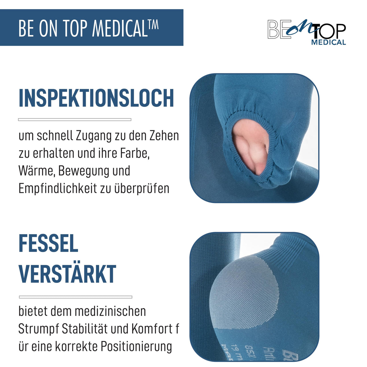 Ciorapi compresivi antitrombotici unisex BeOnTop 18-23 mmHg pentru zbor și varice