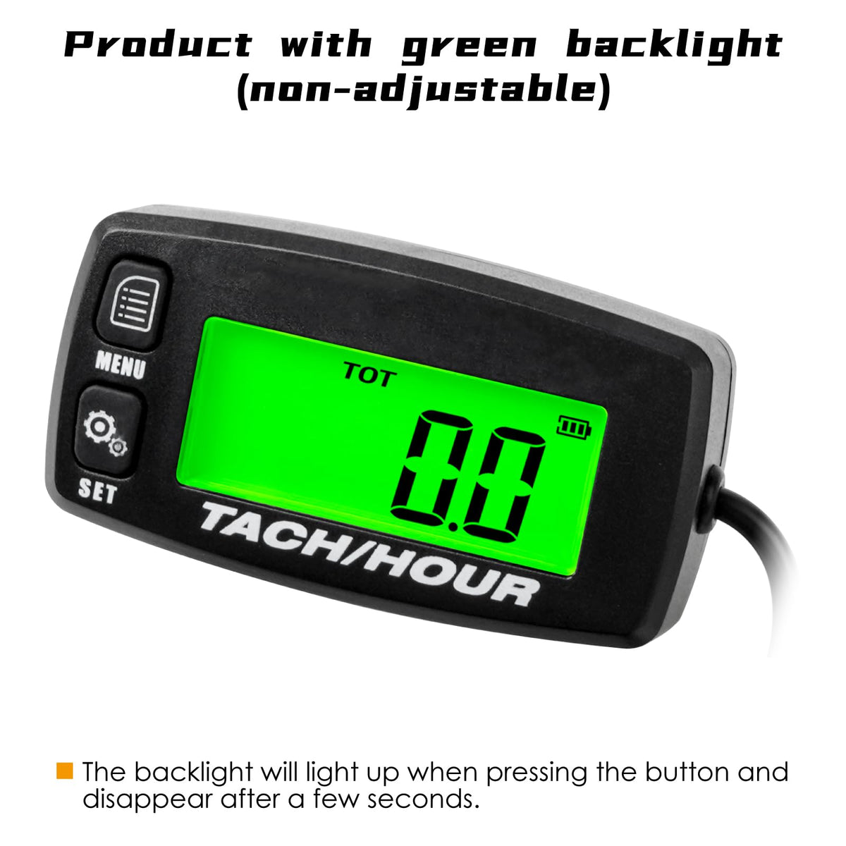 NInE-ROnG Self-Powered Digital Tachometer, Hour Meter, Inductive Maintenance, Waterproof, Backlit Tachometer, Battery Change, for Lawn Mowers, Tractor Generators