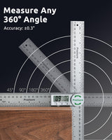 Prazisure Digital Angle Finder 200mm Stainless Steel Protractor – Silver