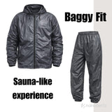 Costum termic de slăbit cu efect de saună jachetă și pantaloni unisex – Gri închis 3XL