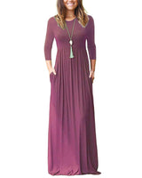 Women's 3/4 Sleeve Maxi Dress with Pockets – Casual