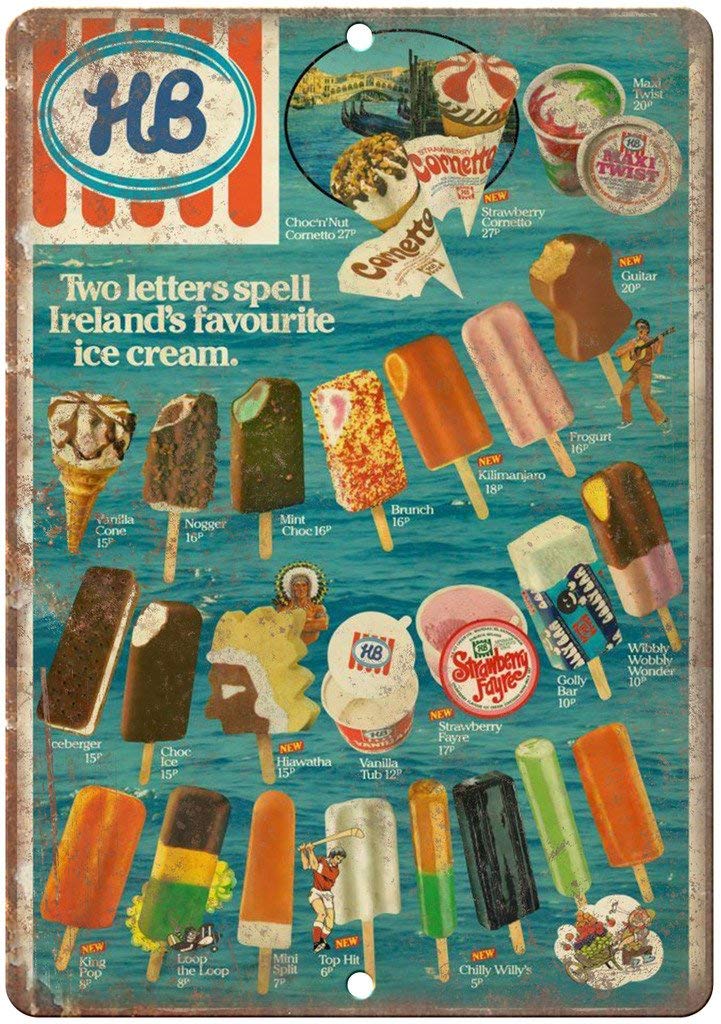 Retro Metal Sign Ice Cream Ireland Menu Tin Wall Decor – Tin Sign