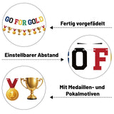 Sports Party Garland Set Pre-Strung 'Go for Gold' Medals & Trophies Decorations – Gold