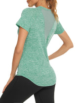 Women’s Running T-Shirt Mesh Back Short Sleeve Quick-Dry – Rose Red S