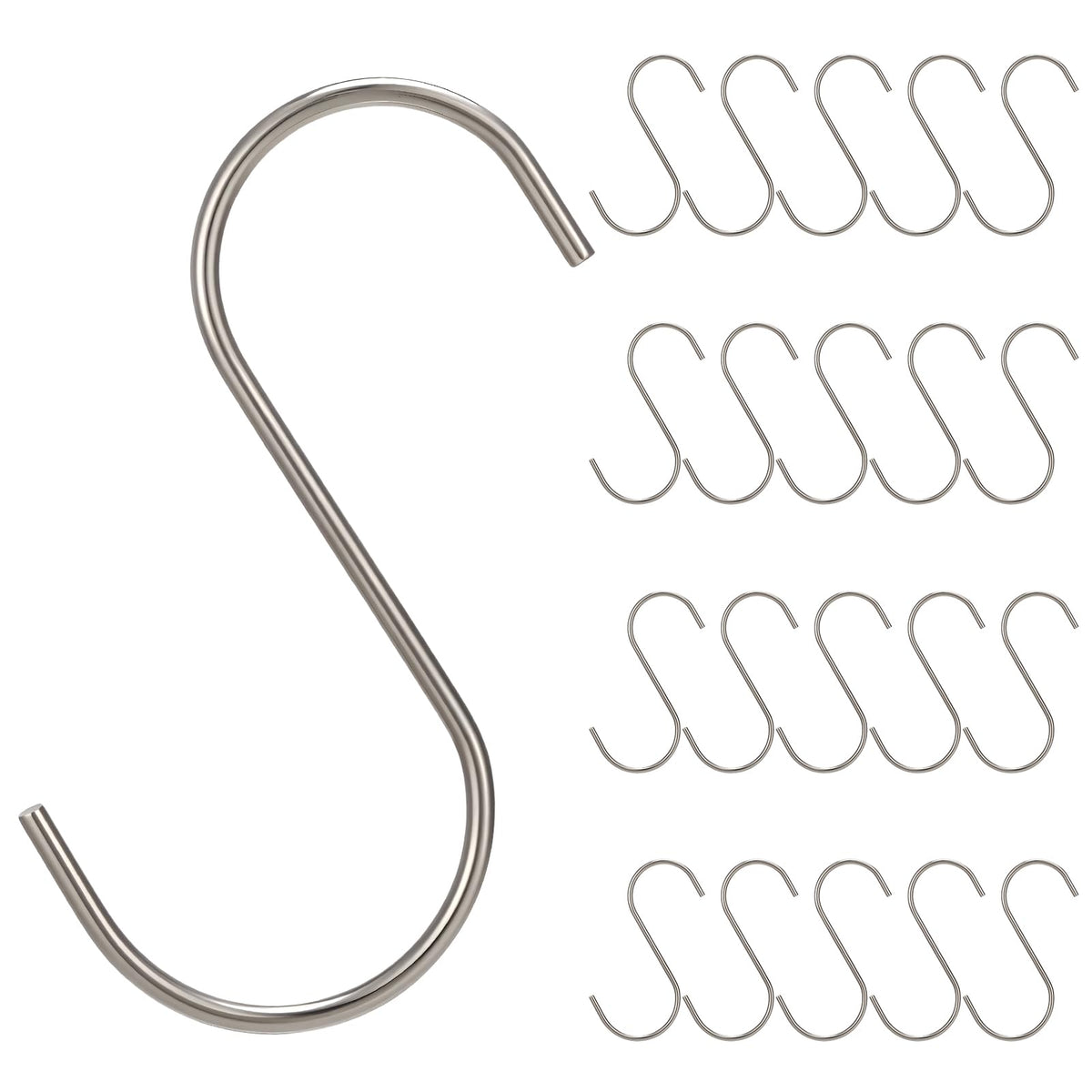 S Hooks Stainless Steel 20-piece Medium – Silver