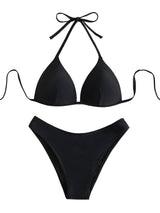 Costum de baie două piese push-up damă GORGLITTER triunghi halter – Negru S