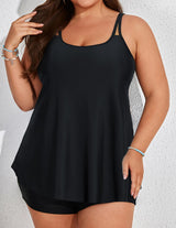 Top de baie tip tankini lejer în A modelator burtică mărimi mari Hanna Nikole – Negru Mărimea 46