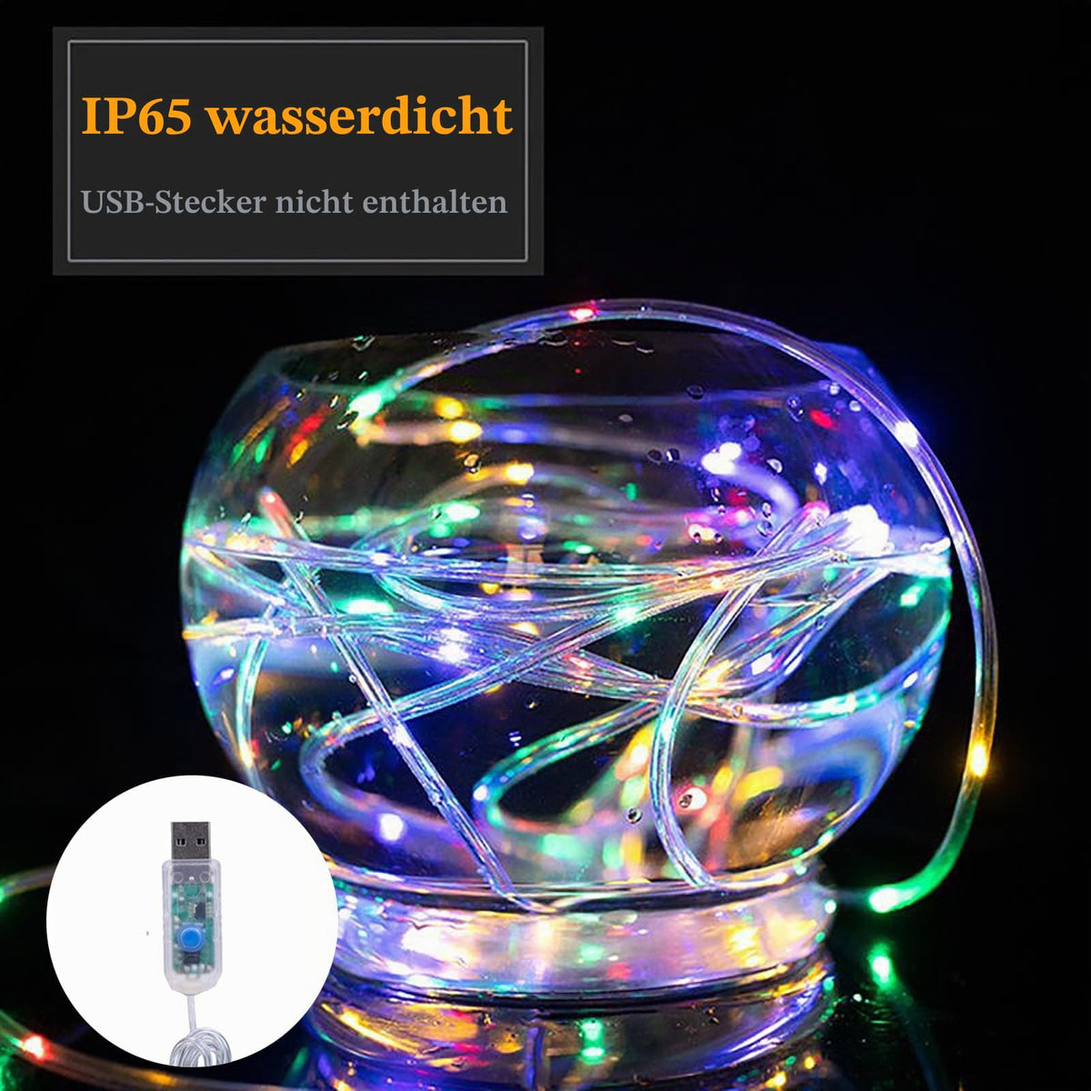 Ghirlandă luminoasă LED USB 10m 100 LED-uri cu telecomandă și 8 jocuri de lumini IP65 – Alb cald