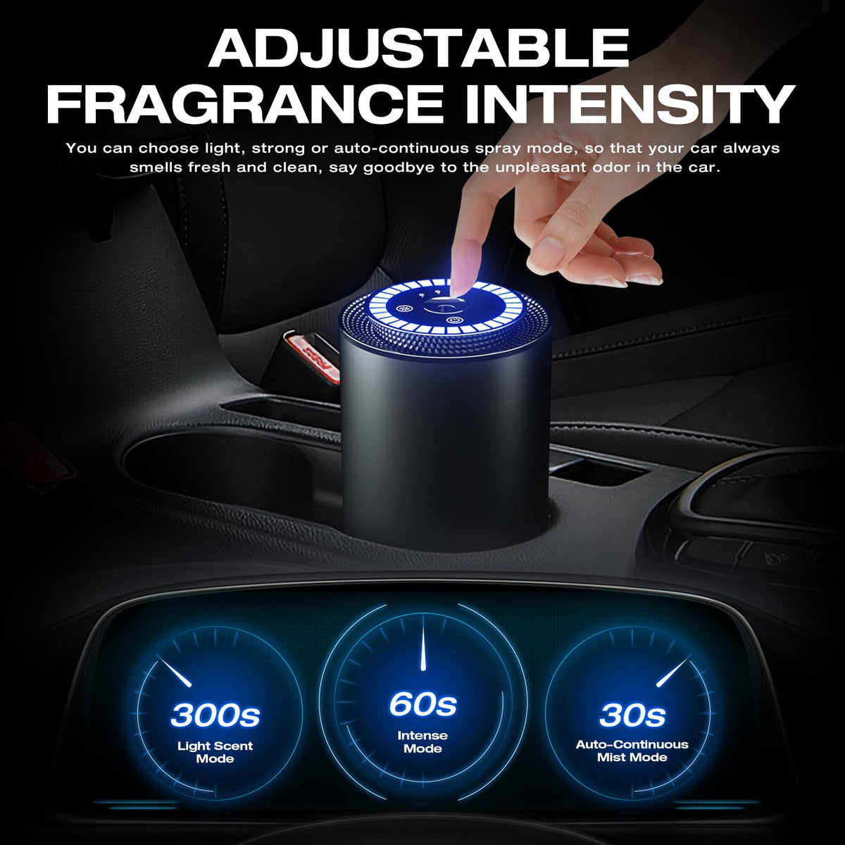SALUBRITO Ultrasonic Car Air Freshener Rechargeable Portable with Adjustable Concentration – 50ml