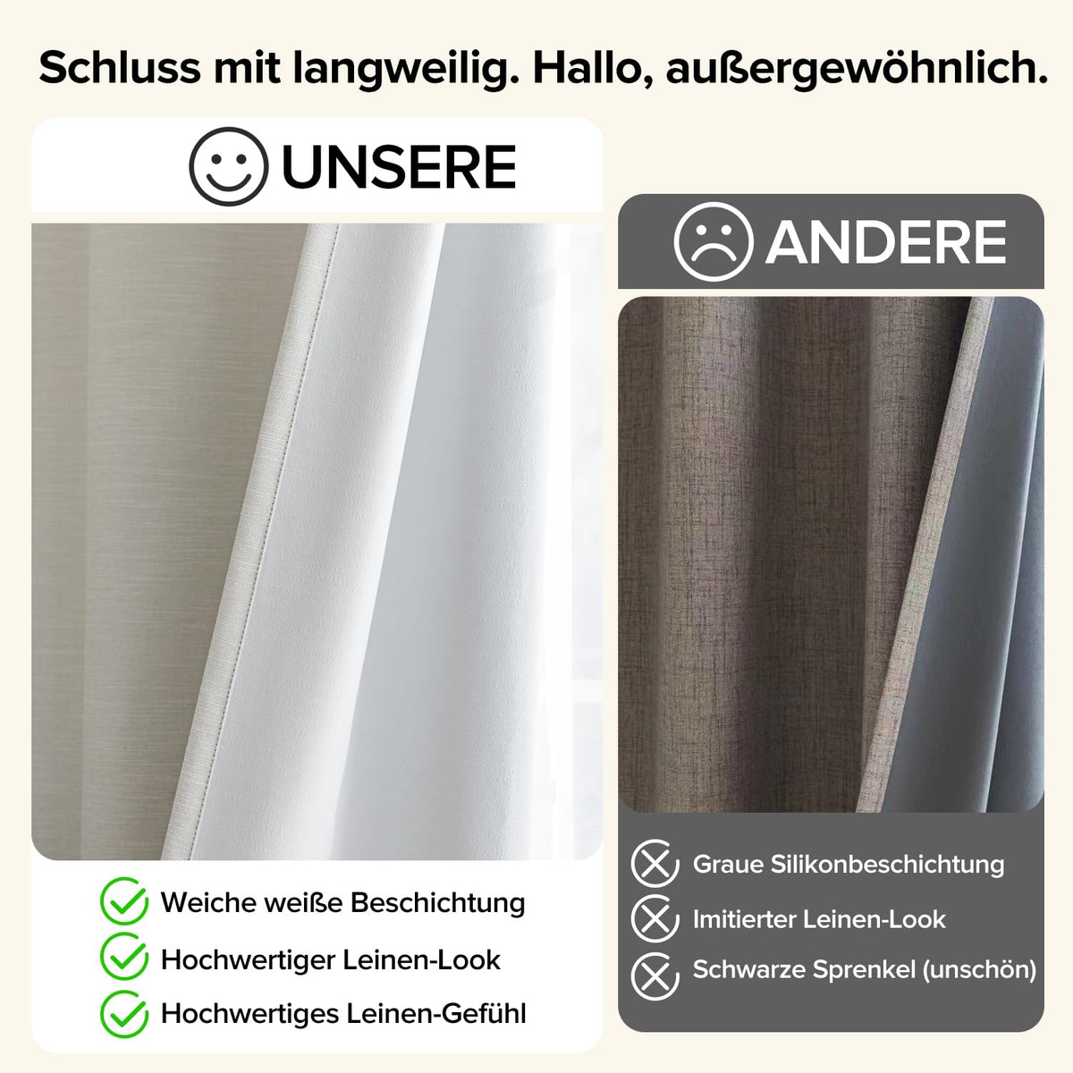 Perdele opace termoizolante aspect in cu capse 160x140 cm, set 2 bucăți – Bej deschis