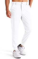 Pantaloni de golf bărbați Libin Stretch Slim Fit cu buzunare – Alb L