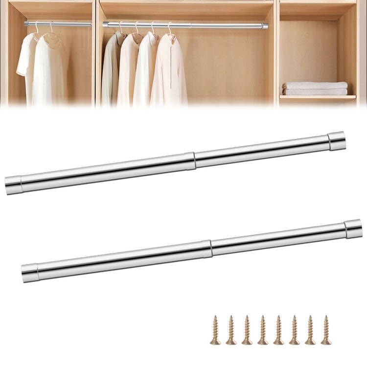 Bare telescopice extensibile pentru haine din inox pentru șifonier 33–62 cm, set 2 bucăți – Argintiu