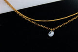 Layered Anklet Stainless Steel 18K Gold Plated with Cubic Zirconia Adjustable 20–25cm – Gold