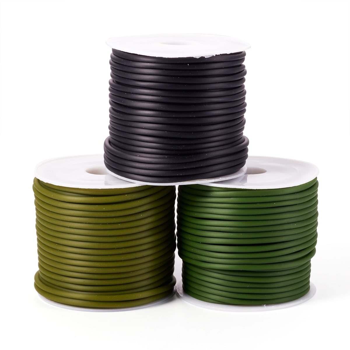 Șnur tubular din cauciuc pentru confecționare bijuterii 2 mm – Verde Măsliniu / Negru